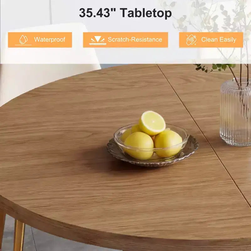 Tavolo da pranzo rotondo con piedistallo da 35,5 pollici, con ripiano portaoggetti, tavolo da pranzo con base in legno per cucina, angolo colazione, per spazi piccoli