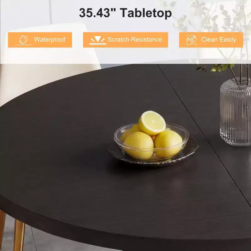 Tavolo da pranzo rotondo con piedistallo da 35,5 pollici, con ripiano portaoggetti, tavolo da pranzo con base in legno per cucina, angolo colazione, per spazi piccoli