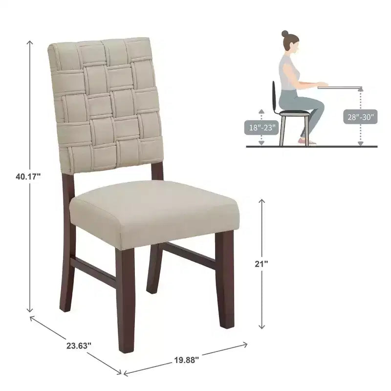 Sedie da pranzo con schienale intrecciato, finitura noce (set da 2)