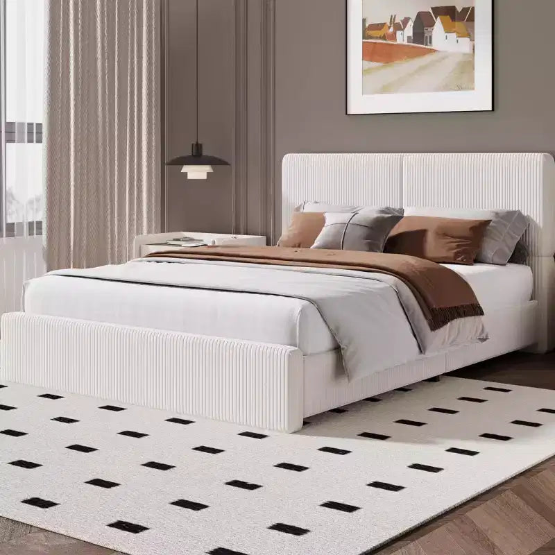Giroletto imbottito con doghe in legno per camera da letto