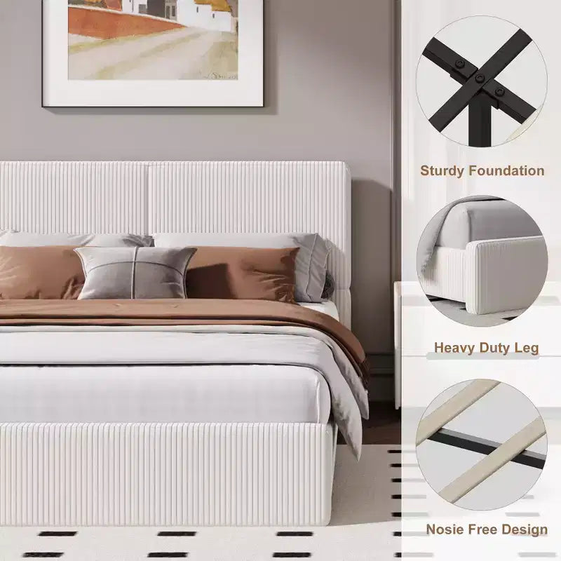 Giroletto imbottito con doghe in legno per camera da letto