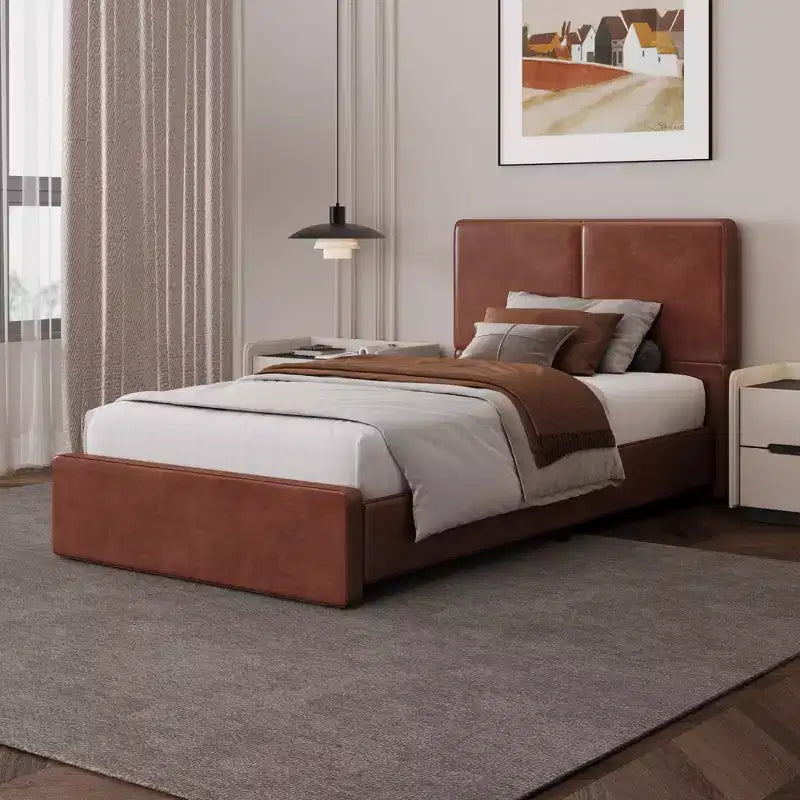 Giroletto imbottito con doghe in legno per camera da letto
