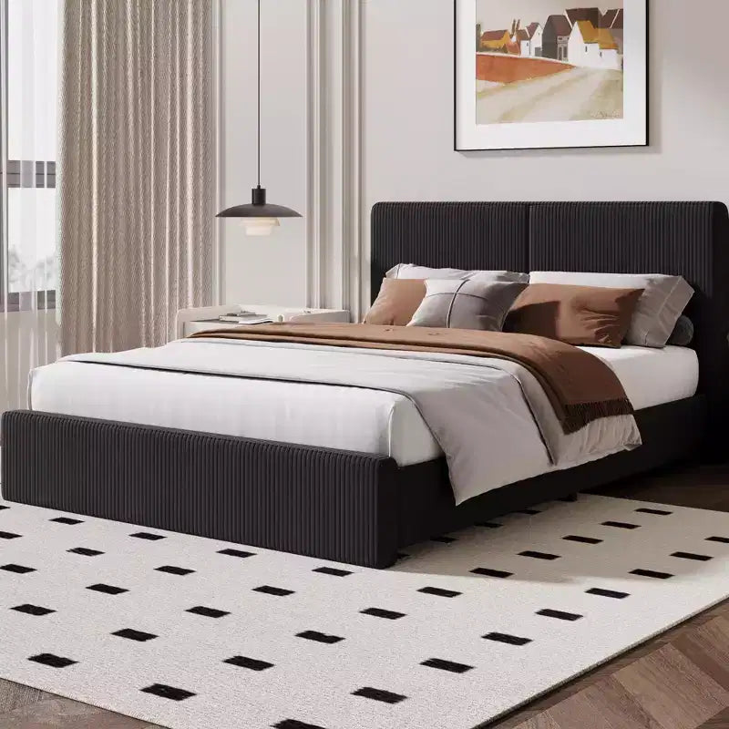 Giroletto imbottito con doghe in legno per camera da letto