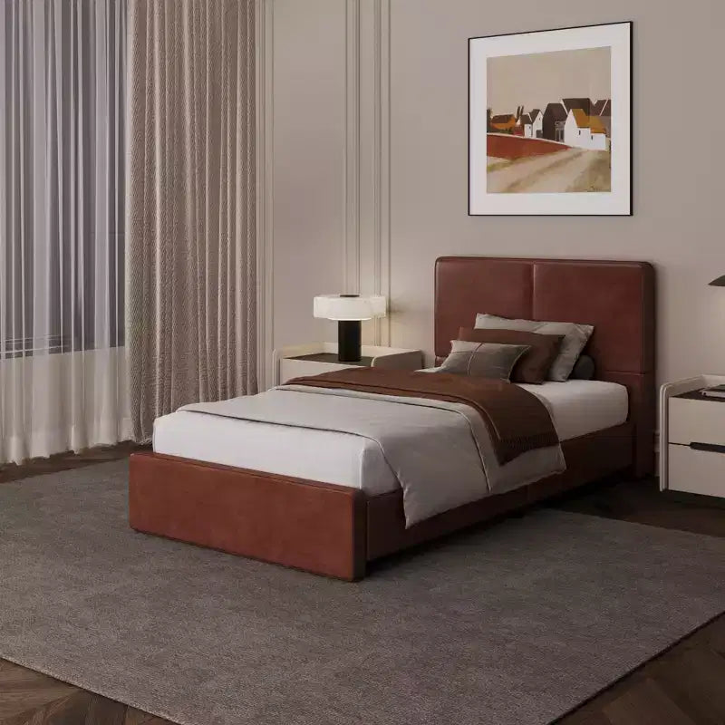 Giroletto imbottito con doghe in legno per camera da letto