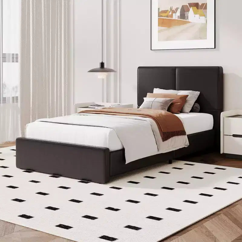 Giroletto imbottito con doghe in legno per camera da letto