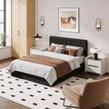 Upholstered Platform Bed Frame with Wood Slat Support for Bedroom