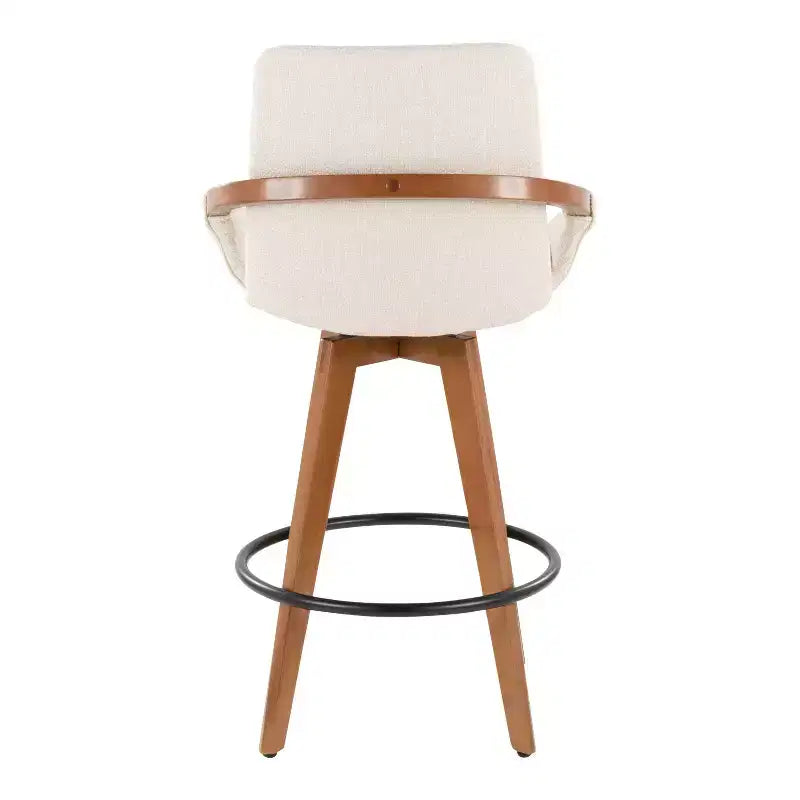 Sgabello da bar altezza bancone noce bambù/tessuto crema Noise
