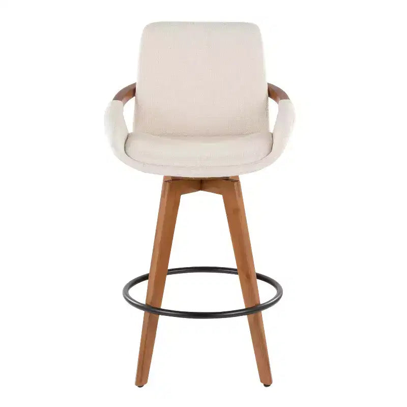 Sgabello da bar altezza bancone noce bambù/tessuto crema Noise