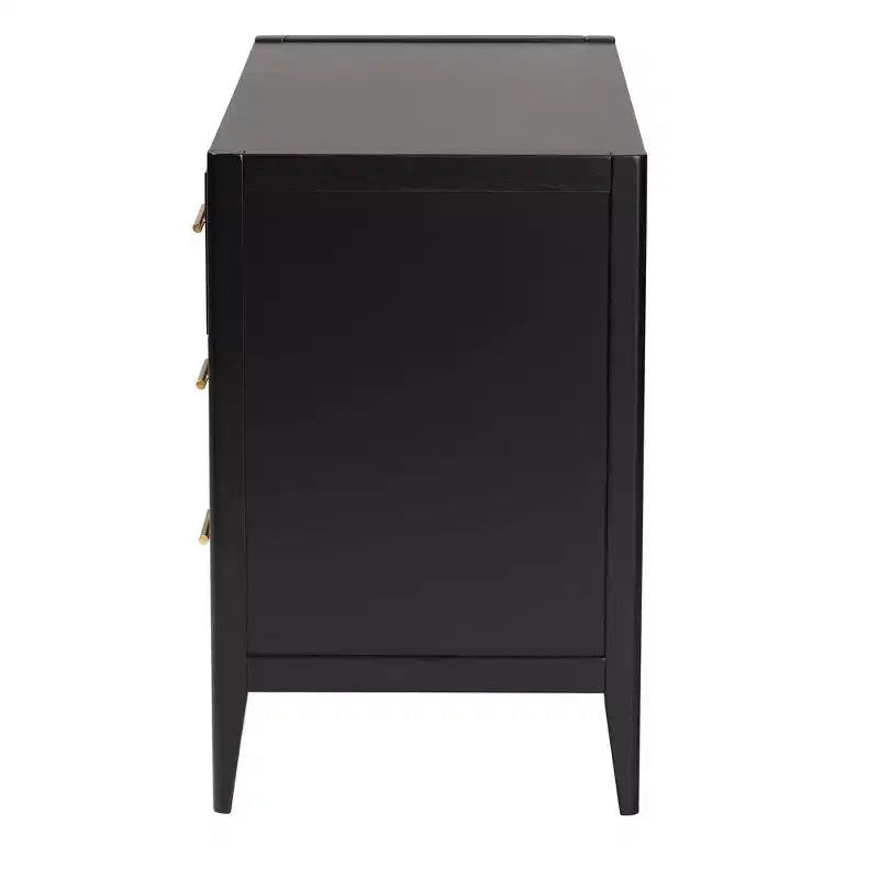 Baxton Studio Primrose Fluted Wood 6 Drawer Dresser Black