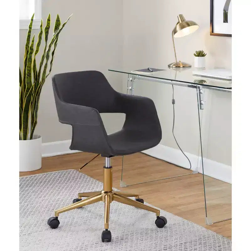 Sedia da ufficio in PU oro/grigio