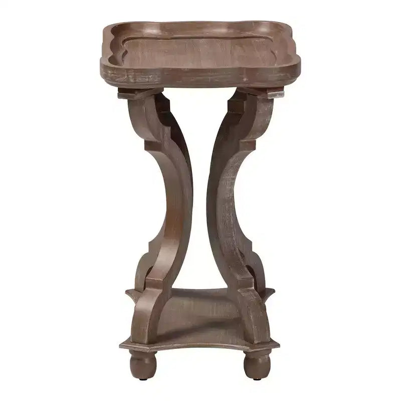 Tavolino in legno marrone anticato