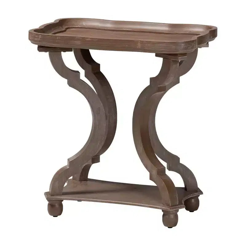 Tavolino in legno marrone anticato