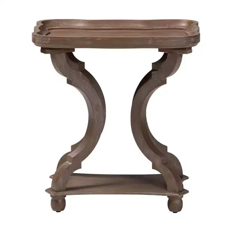 Tavolino in legno marrone anticato