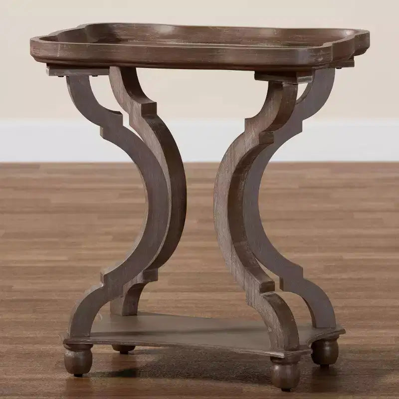 Tavolino in legno marrone anticato