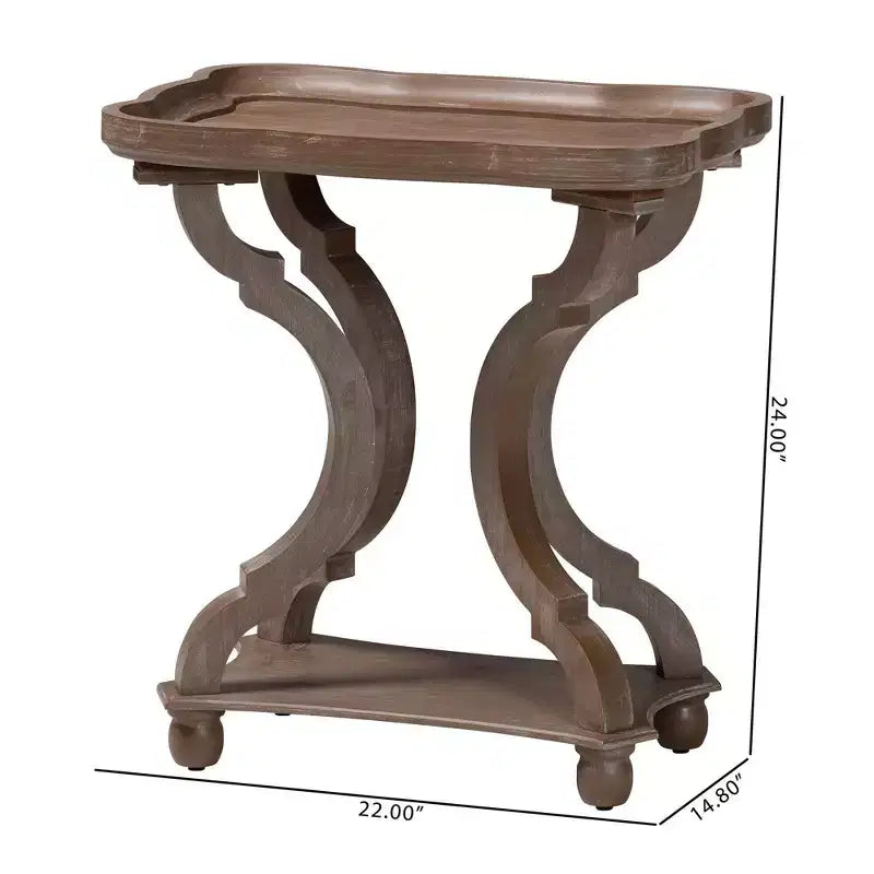 Tavolino in legno marrone anticato