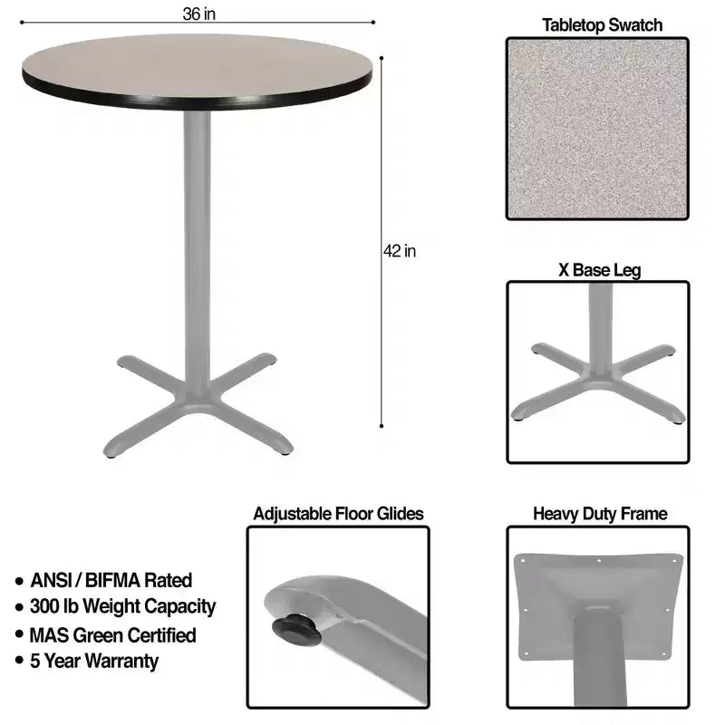 Tavolo da bar/da pranzo rotondo da 42" con base a X
